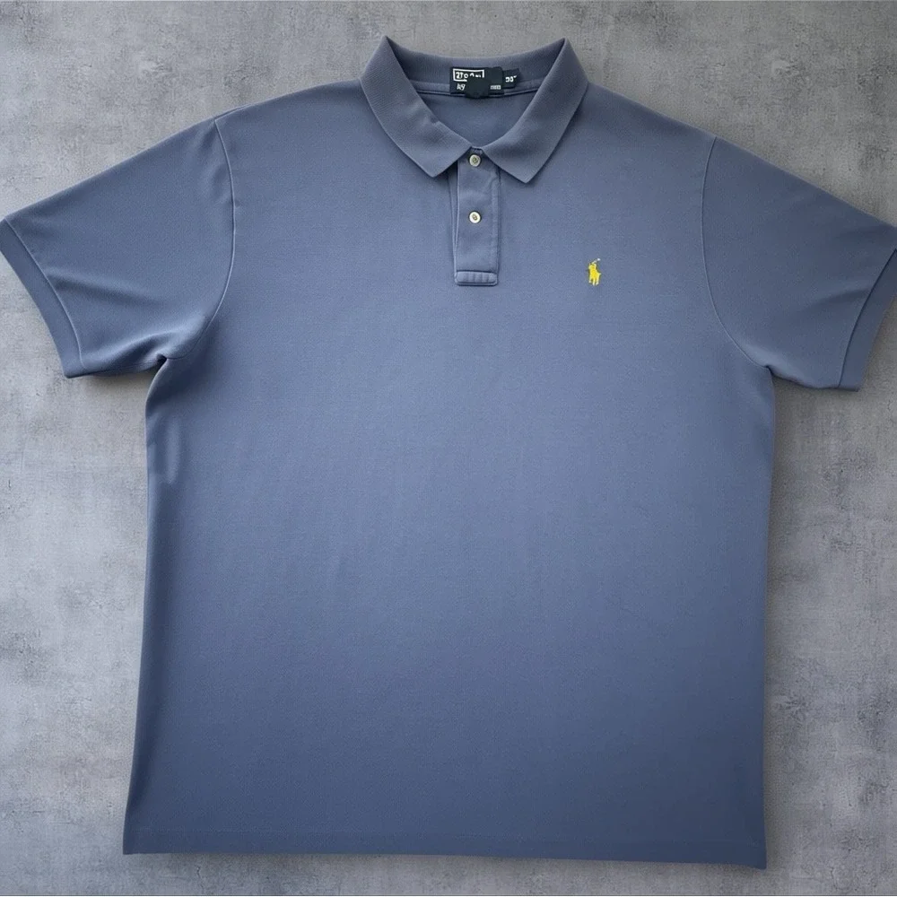 Polo Ralph Lauren Short Sleeve Polo Shirt XXL Blue Pique Knit Pony Logo Preppy